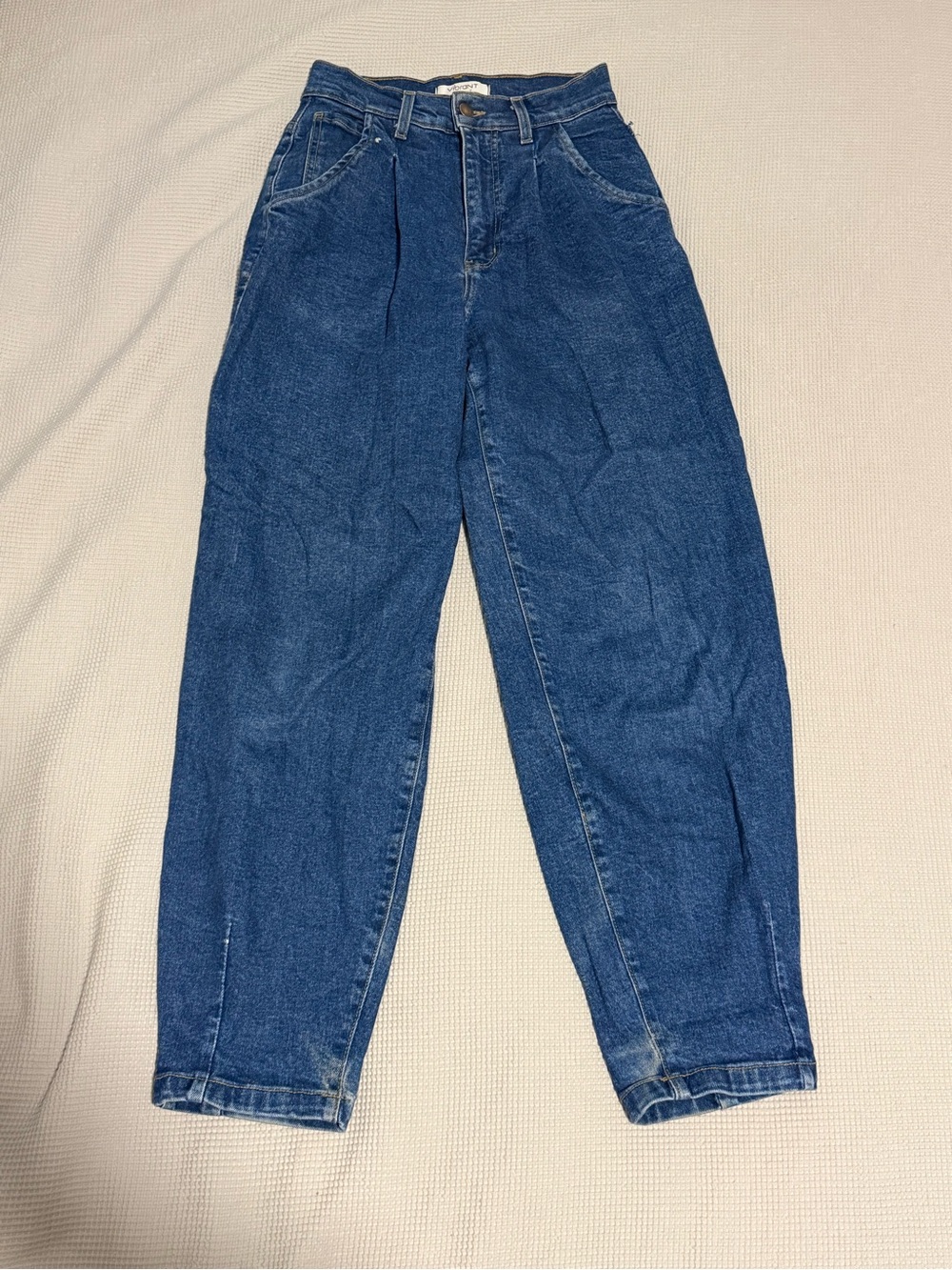 Vibrant Dark Blue Boyfriend Jeans - High Waist Relaxed Fit